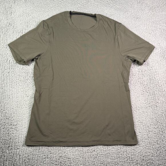 Lululemon Shirt Mens M Green Dry Sense License to Train Short Sleeve Reflective - Picture 2 of 7